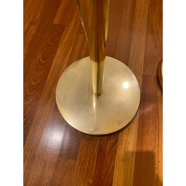 Vintage 1980s Art Deco Brass and Acrylic Flower Petal Floor Lamps a