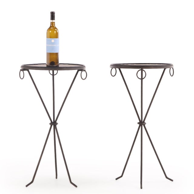 A Pair of Gueridon Style Iron Drink Tables, in the Manner of Jean-Michel Frank For Sale In Philadelphia - Image 6 of 6