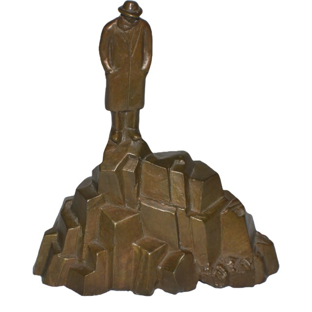 Siegfried Neuenhausen "Man On Mountain" Bronze Sculpture For Sale