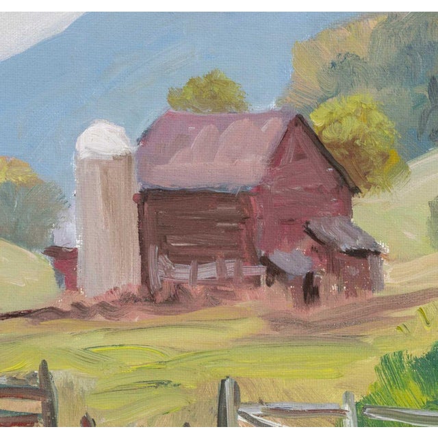 George Holloway Red Barn Landscape Oil, 1983 For Sale - Image 4 of 9