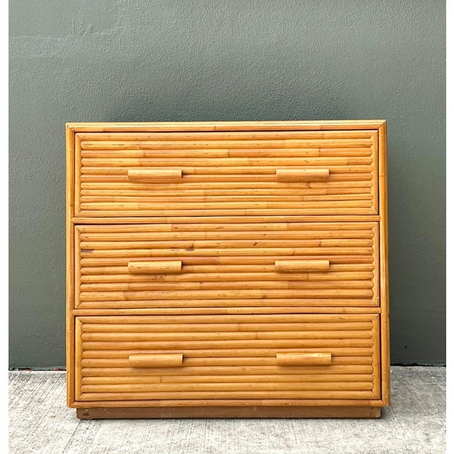 Vintage Bamboo Three-Drawer Chest For Sale - Image 4 of 15