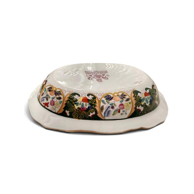 Antique English Ironstone Chinoiserie Floral & Bird Serving Bowl For Sale - Image 4 of 4
