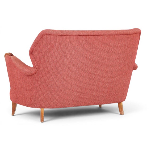 Mid-Century Modern 1940s Scandinavian Modern Loveseat in Original Copper Blush Wool For Sale - Image 3 of 5