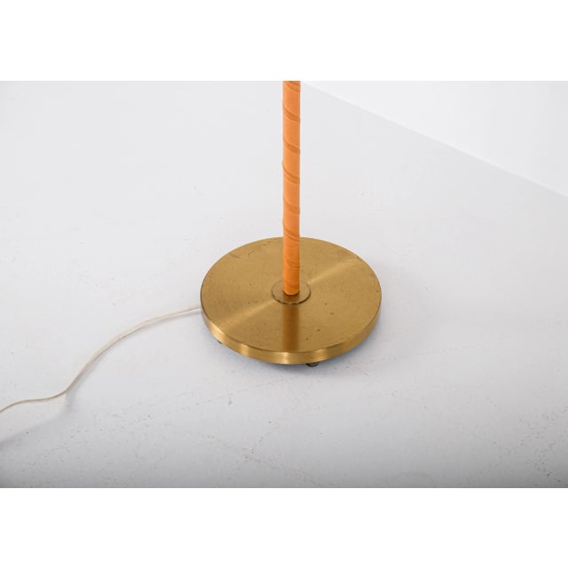 Brown Brass and Leather Floor Lamp from Nordiska Kompaniet, 1950s For Sale - Image 8 of 10
