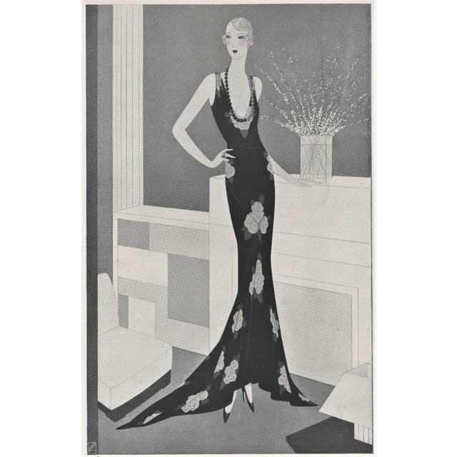 Art Deco 1930 Pair- Art Deco Fashion Prints, Matted For Sale - Image 3 of 4