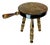 1950s Vintage Americana Rustic Boho Chic 3-Leg Wooden Stool With Handle, Eagle & Stars For Sale