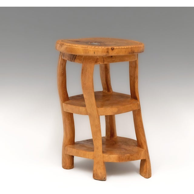 Brown Organic Sculptural Olive Wood & Agate Side Table from Pierre Decorse, 2005 For Sale - Image 8 of 11