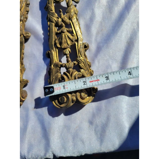 19th C French Ormolu Bronze Mounts Pair Gilt Gold Furniture Appliques For Sale - Image 9 of 10