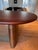 Walnut wood oval dining table with copper steel / antique brass double pedestal base . Purchased seven years ago in great...