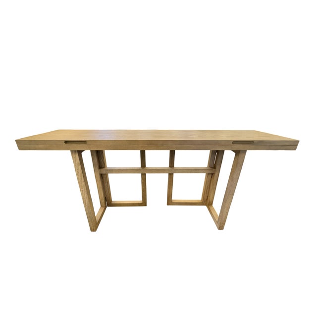 Contemporary Flip Top Console in Natural Oak Manufactured by EJ Victor For Sale - Image 3 of 12