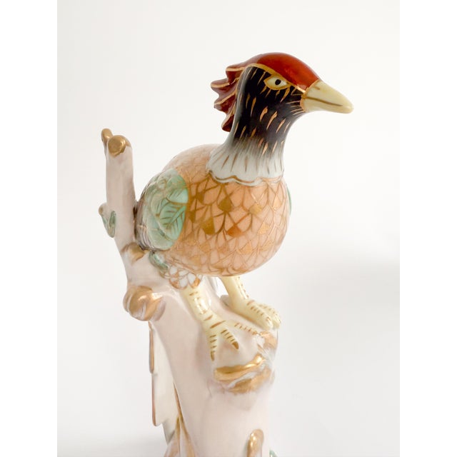 This stunning vintage Kutani pheasant figurine from the Japanese Showa era stands 11 inches tall and features detailed...