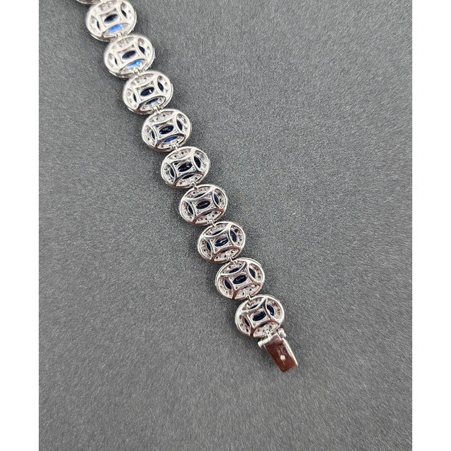 22.10 Ct Natural Sapphire & Diamond Tennis Bracelet For Sale In Chicago - Image 6 of 8