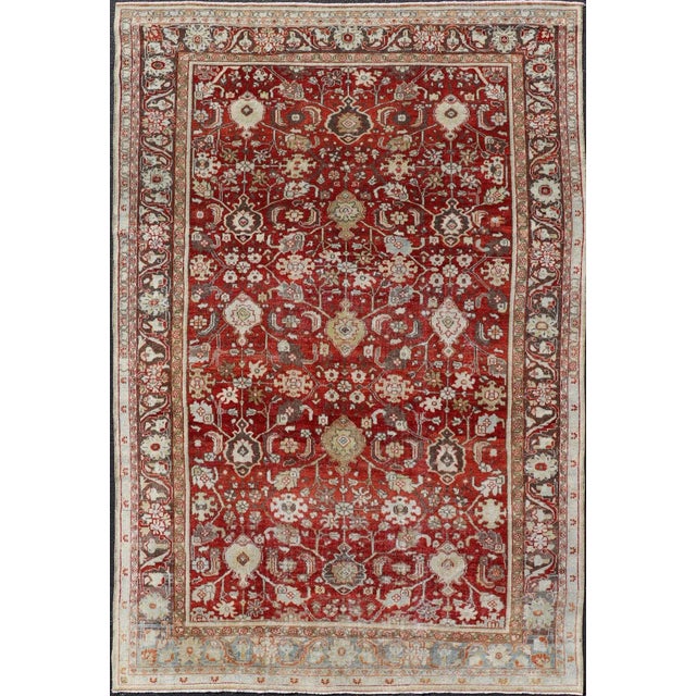 Mid 20th Century Vintage Persian Sultanabad-Mahal With All-Over Sub-Geometric Floral Design 7'1 X 11'6 For Sale - Image 13 of 13
