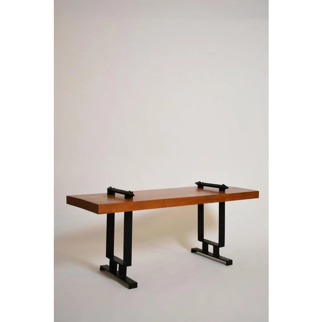 1950s Coffee Table in Wrought Iron and Natural Wood, 1950s For Sale - Image 5 of 5