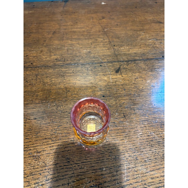 Late 19th Century Antique Victorian Amberina Glass Toothpick Holders Inverted Thumbprint - Pair - Hobbs, Brockunier For Sale - Image 5 of 8