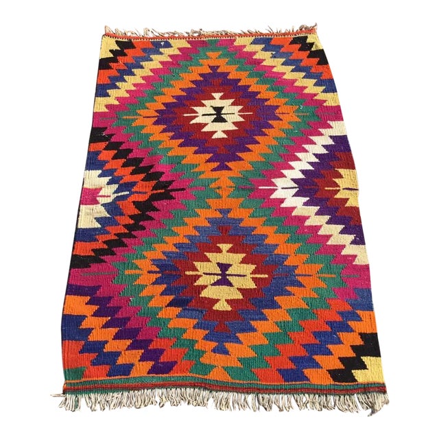 Small Bohemian Kilim - 54" X 33" For Sale