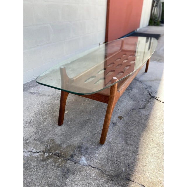 Adrian Pearsall Slotted Coffee Table Surfboard Glass Top Chairish