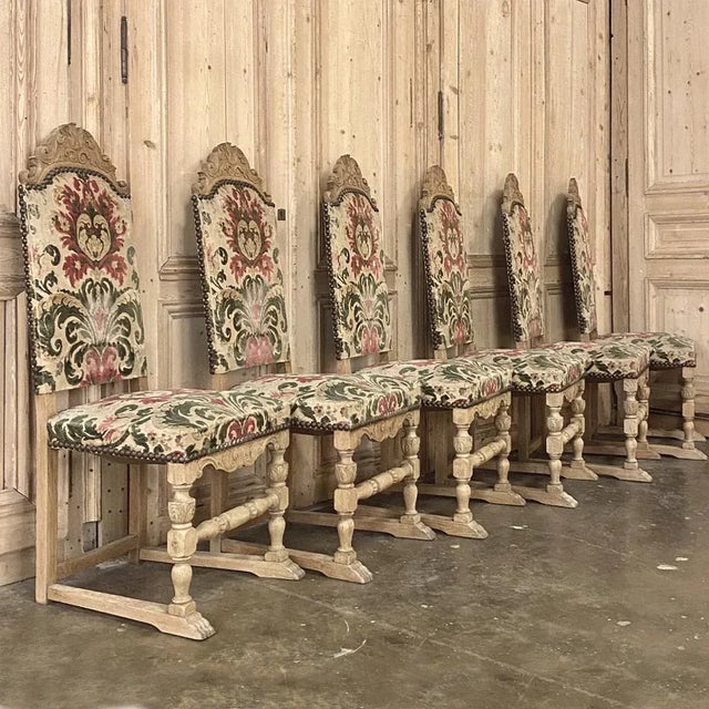 Mid 20th Century Set of 6 Mid-Century Renaissance Revival Dining Chairs For Sale - Image 5 of 13