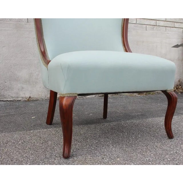 1940s Cherry Wood Regency Chairs with New Upholstery For Sale - Image 12 of 12
