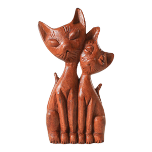 Mid-Century Siamese Cats Wood Sculpture