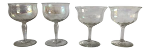 Midcentury Iridescent Set of 4 MIX Size Stem/Barware