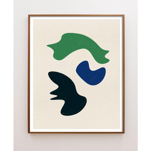 Mid-Century Modern Mid-Century Modern Abstract Biomorphic Unframed Print in Blue, Green, and Black 30 X 40 For Sale - Image 3 of 5