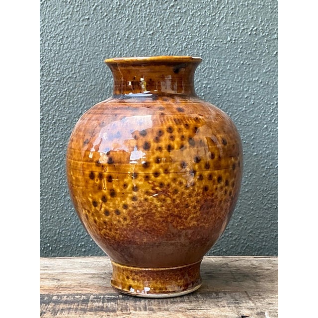 Vintage Textured Ceramic Pottery Vase For Sale - Image 12 of 16