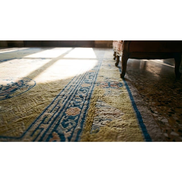 Special Five Dragon on a Beige Ground Color and Gray Border Antique Chinese Rug For Sale - Image 14 of 15