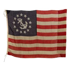 Early 20th Century 13-Star Anchor Nautical Ensign Flag