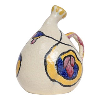 1940s Art Deco Zuid-Holland Gouda "Espera" Bulbous Matte Glaze Ceramic Pitcher For Sale