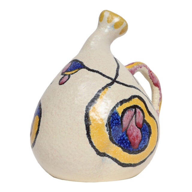 1940s Art Deco Zuid-Holland Gouda "Espera" Bulbous Matte Glaze Ceramic Pitcher For Sale