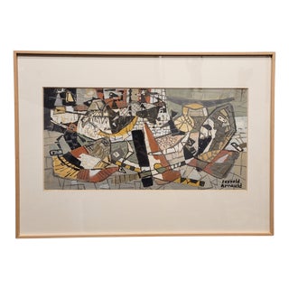 Reynold Henri Arnould, Abstract Composition, 1950s, Gouache on S/T Paper, Framed For Sale
