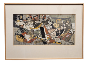 Reynold Henri Arnould, Abstract Composition, 1950s, Gouache on S/T Paper, Framed