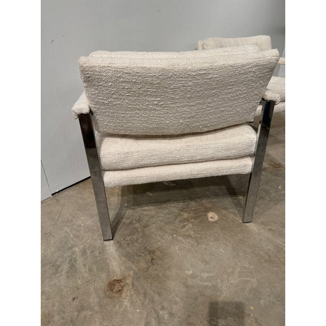 Metal Milo Baughman Thayer Coggine Commericial Chrome Chairs Thibaut - A Pair For Sale - Image 7 of 9
