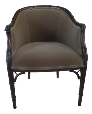 Vintage Faux Bamboo Tub Chair in New Mo Hair Fabric