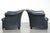 Dark Blue Cowhide Leather Club Chairs, Set of 2 For Sale - Image 4 of 16