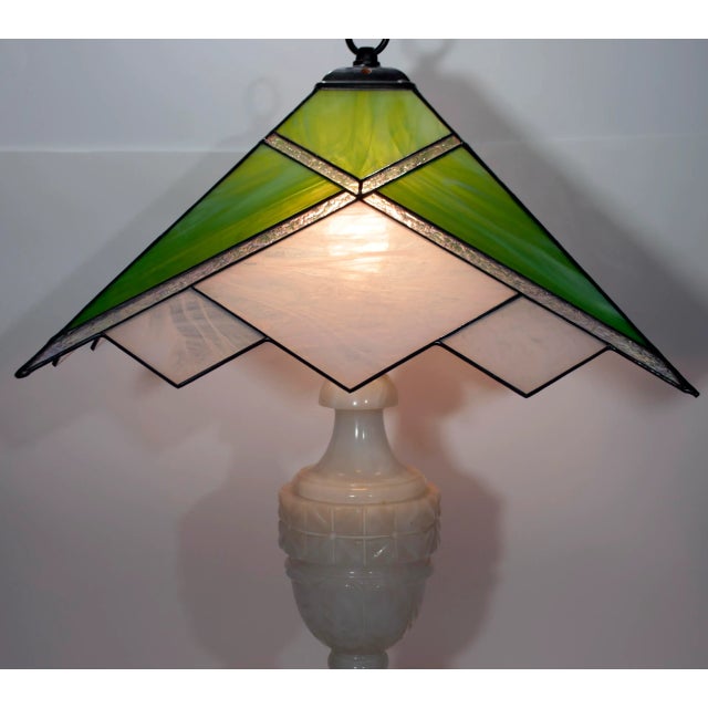 Stone Vintage Alabaster and Glass Table Lamps, Set of 2 For Sale - Image 7 of 13