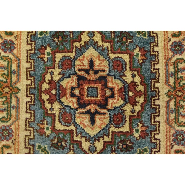 Textile Heriz Runner 2’4” X 7’10” Blue Wool Traditional Hand-Knotted Oriental Rug For Sale - Image 7 of 12