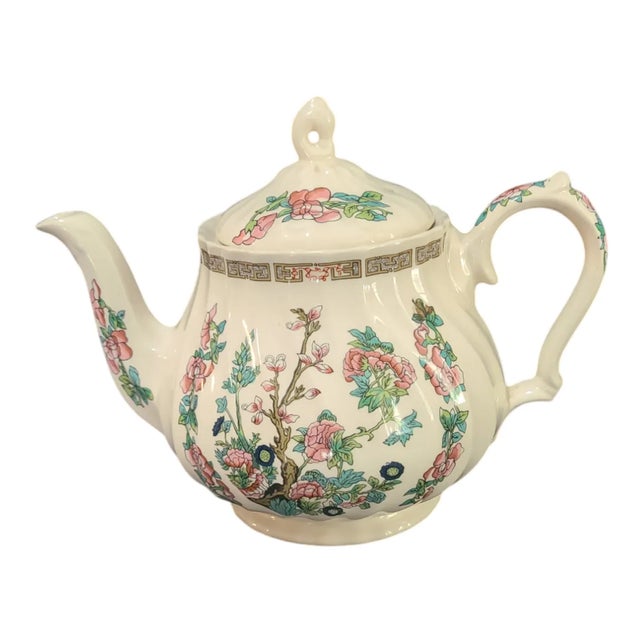 Green Vintage Asian Inspired Sandler England Indian Tree Floral Tea Pot For Sale - Image 8 of 8