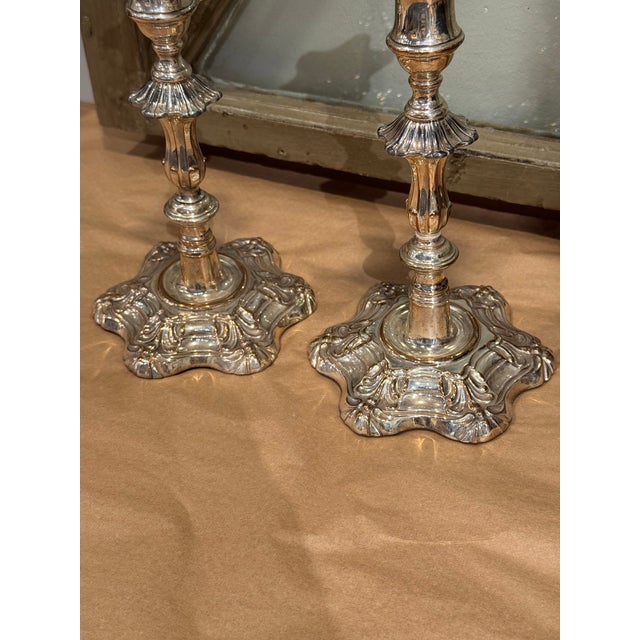 Antique Silver Plate Candlesticks For Sale - Image 4 of 7