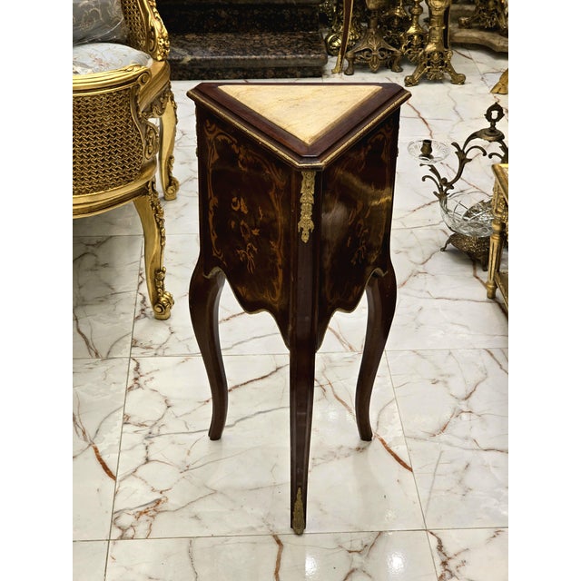 2000 - 2009 XV Louis Style Marble Topped Gold Side Tables For Sale - Image 5 of 5