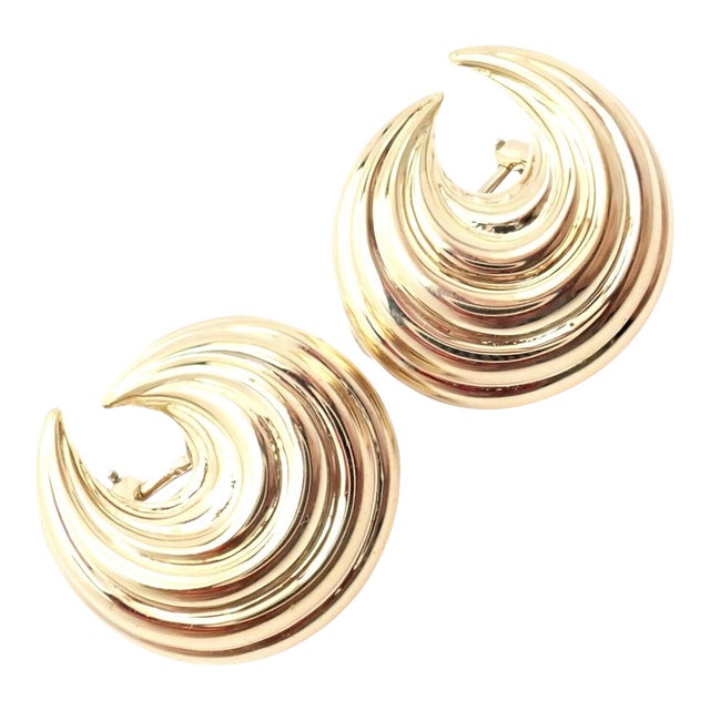 Tiffany & Co. 18k Yellow Gold Crescent Moon Vintage Earrings, Pair For Sale
