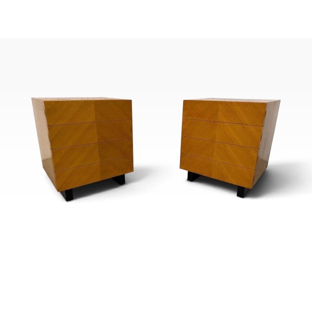 Add sculptural vintage character to your bedroom with this striking pair of Mid-Century Modern Art Deco style 4-drawer...