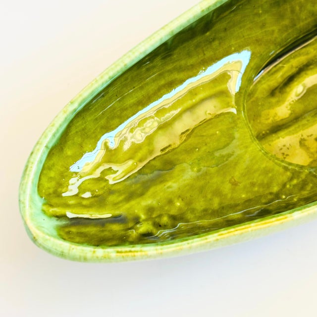 Ceramic MCM Green Drip Glaze Pottery Bowl For Sale - Image 7 of 10