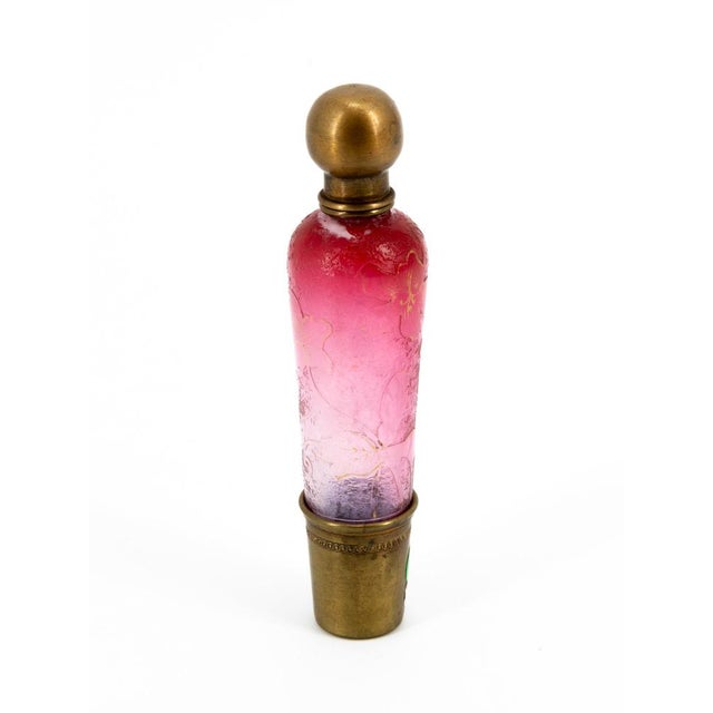 Art Nouveau Perfume Bottle in Polychrome Glass with Integral Metal Frame, 1890s For Sale - Image 10 of 10