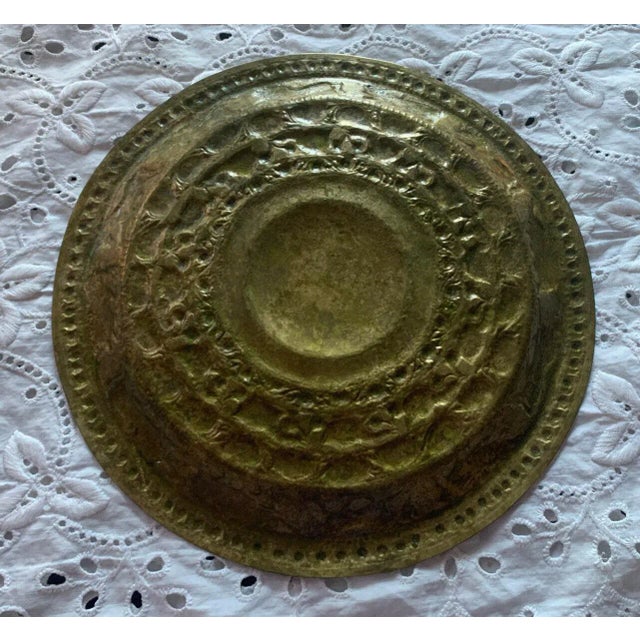 Metal Vintage Early 20th Century Asian Hammered Brass Animal Motif Decorative Plate For Sale - Image 7 of 8