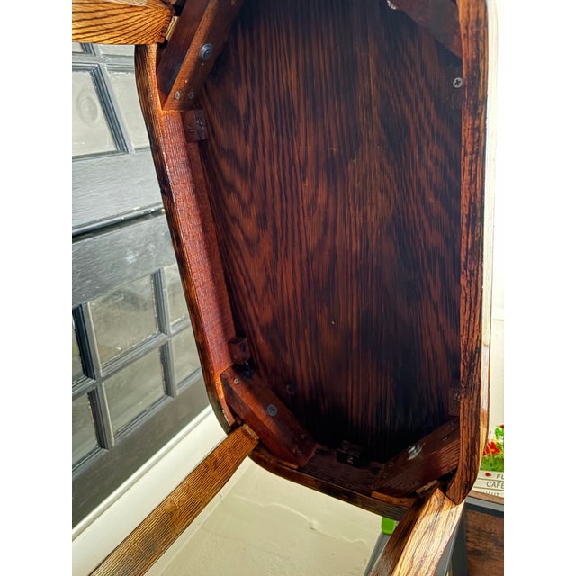Traditional 1920s Solid Oak Shou Sugi Ban Accent Table For Sale - Image 3 of 12