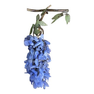 C1920's Italian Art Deco Murano Blue Art Glass "Wisteria" Ceiling Light/ Flush/ Pendant Fixture For Sale