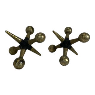 Mid-Century Modern Bronze Jacks Bookends in the Style of Bill Curry - a Pair For Sale