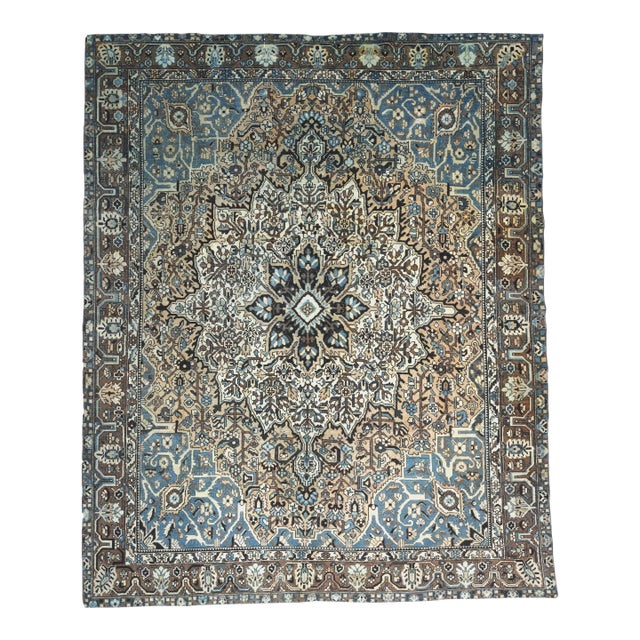 1970s Vintage Persian Handmade Wool Cotton Light Brown Area Rug For Sale